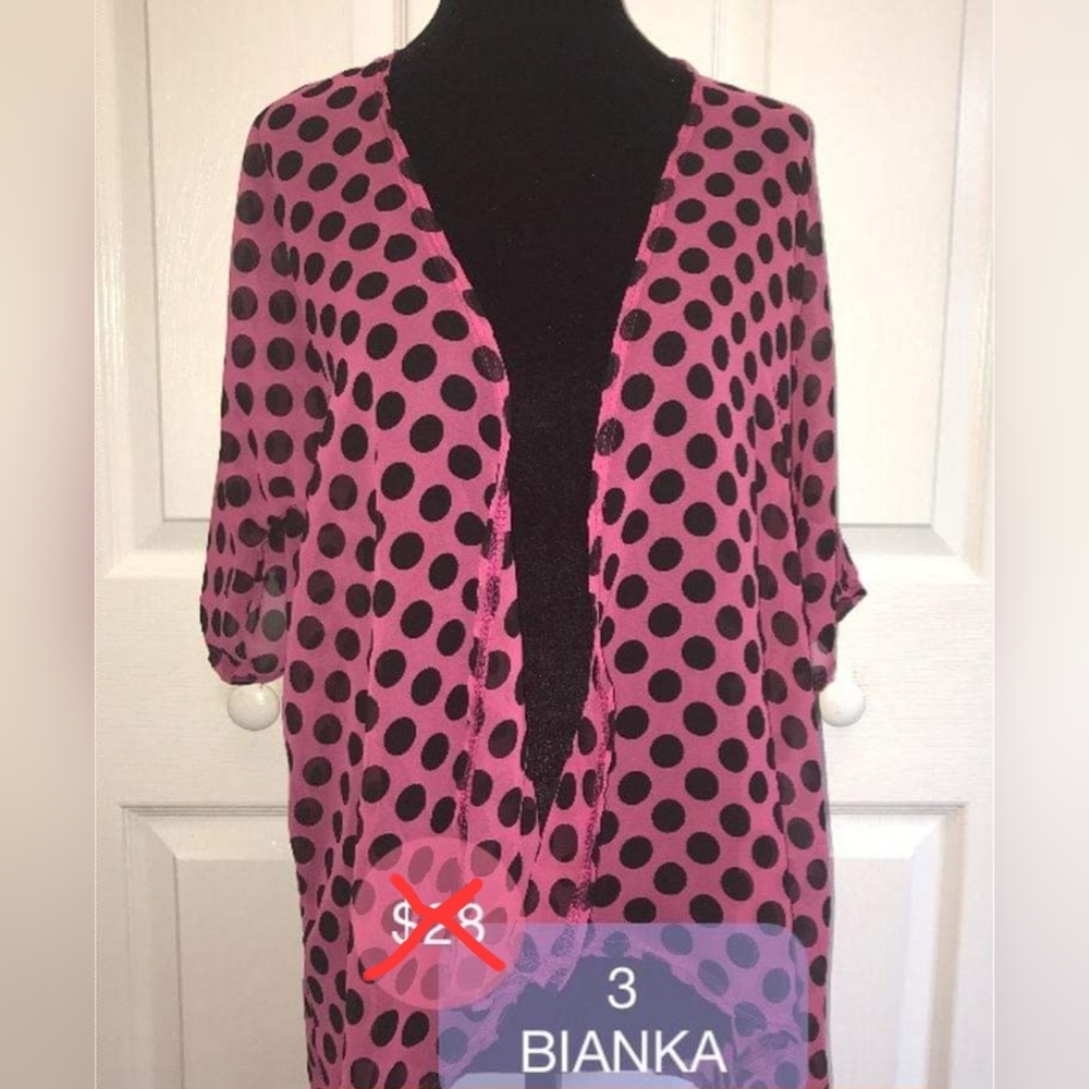 Sz 3 Lularoe Bianka Hot Pink with Black Polka Dots
